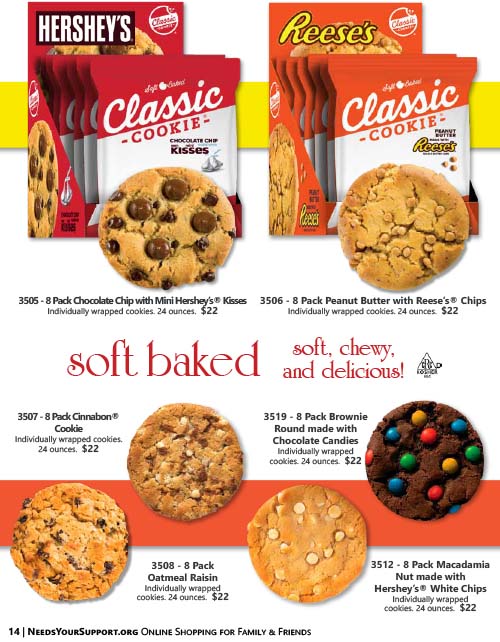 Classic Cookie Soft Baked Macadamia Nut Cookies Made with Hershey's White Chocolate Chips, 4 Boxes, 32 Individually Wrapped Cookies